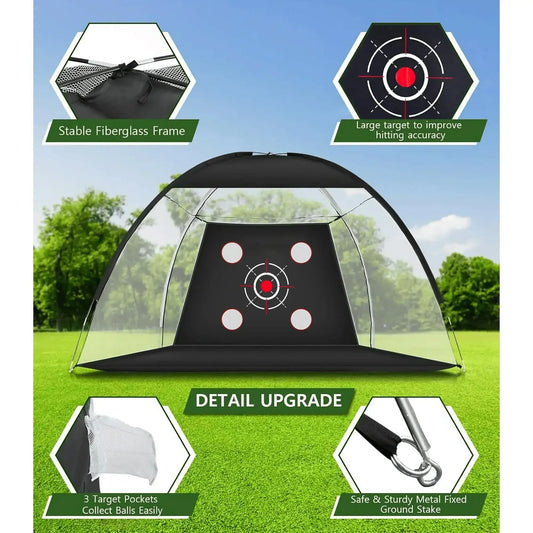 10x7FT Golf Practice Net with Mat & Target – Backyard Driving & Chipping Aid - ANKSO