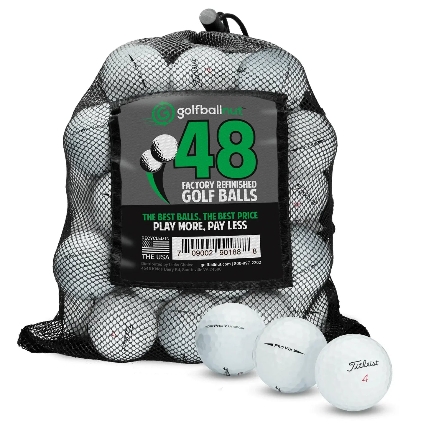 Factory Refinished Titleist Pro V1x Golf Balls - Bulk Mesh Bags - ANKSO