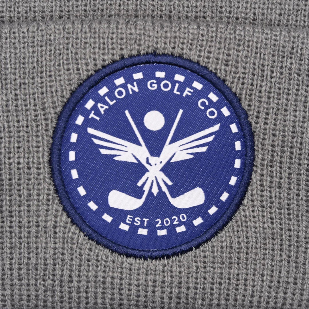 Gray Knit Beanie w/ Navy Eagle Circle Logo - ANKSO