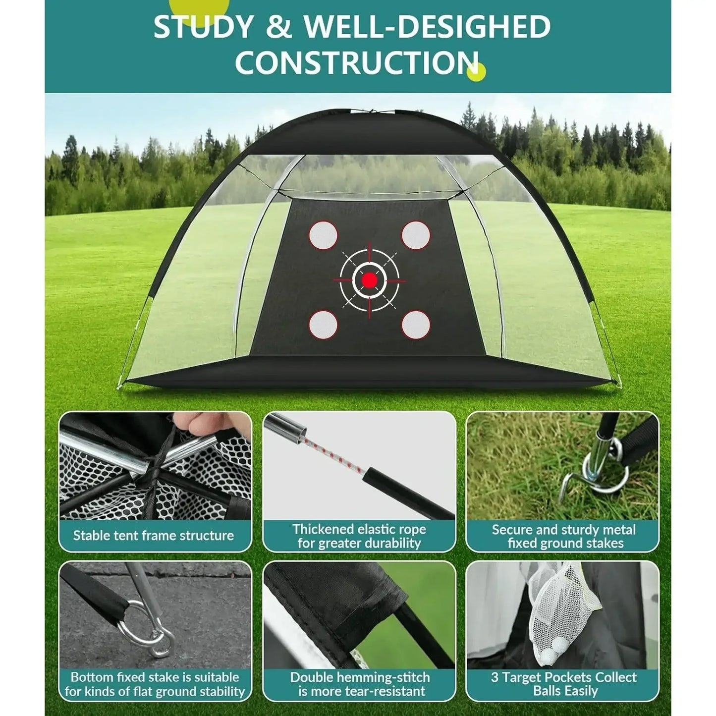 10x7FT Golf Practice Net with Mat & Target – Backyard Driving & Chipping Aid - ANKSO