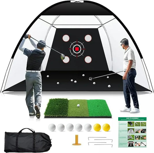 10x7FT Golf Practice Net with Mat & Target – Backyard Driving & Chipping Aid - ANKSO