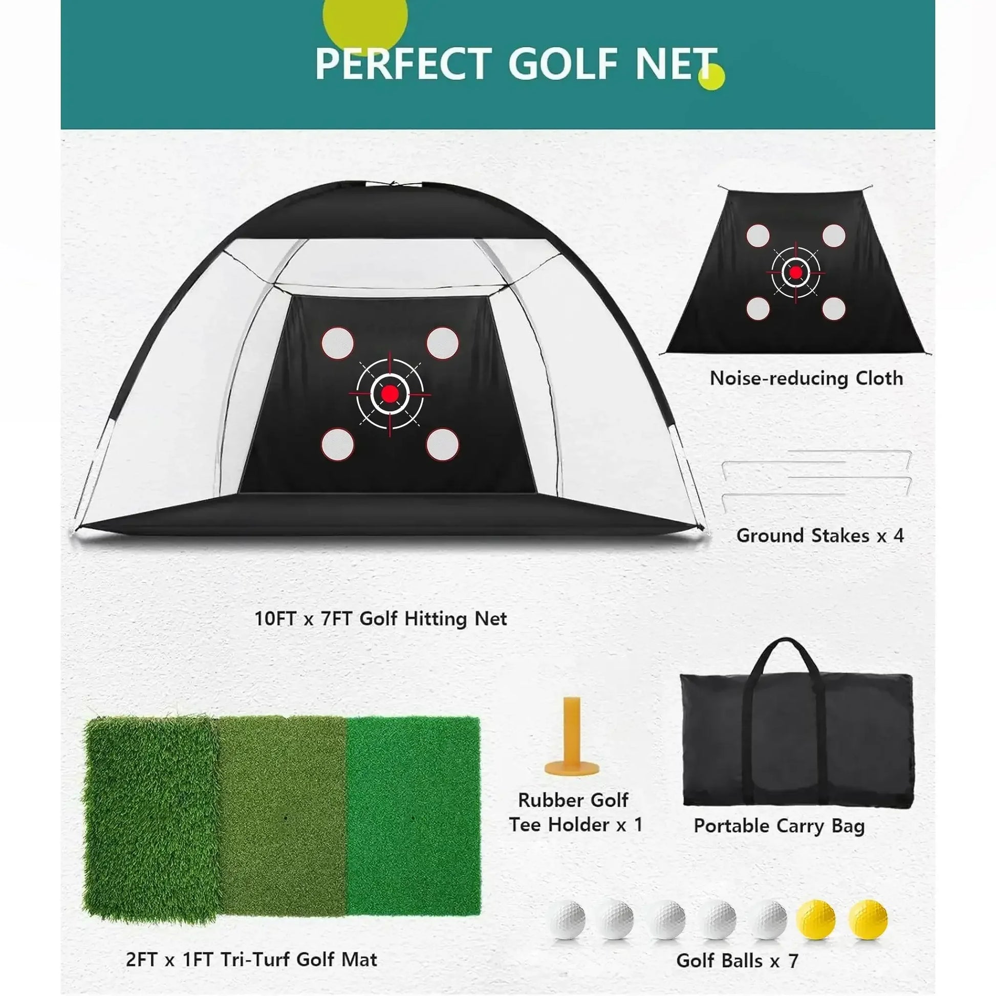 10x7FT Golf Practice Net with Mat & Target – Backyard Driving & Chipping Aid - ANKSO