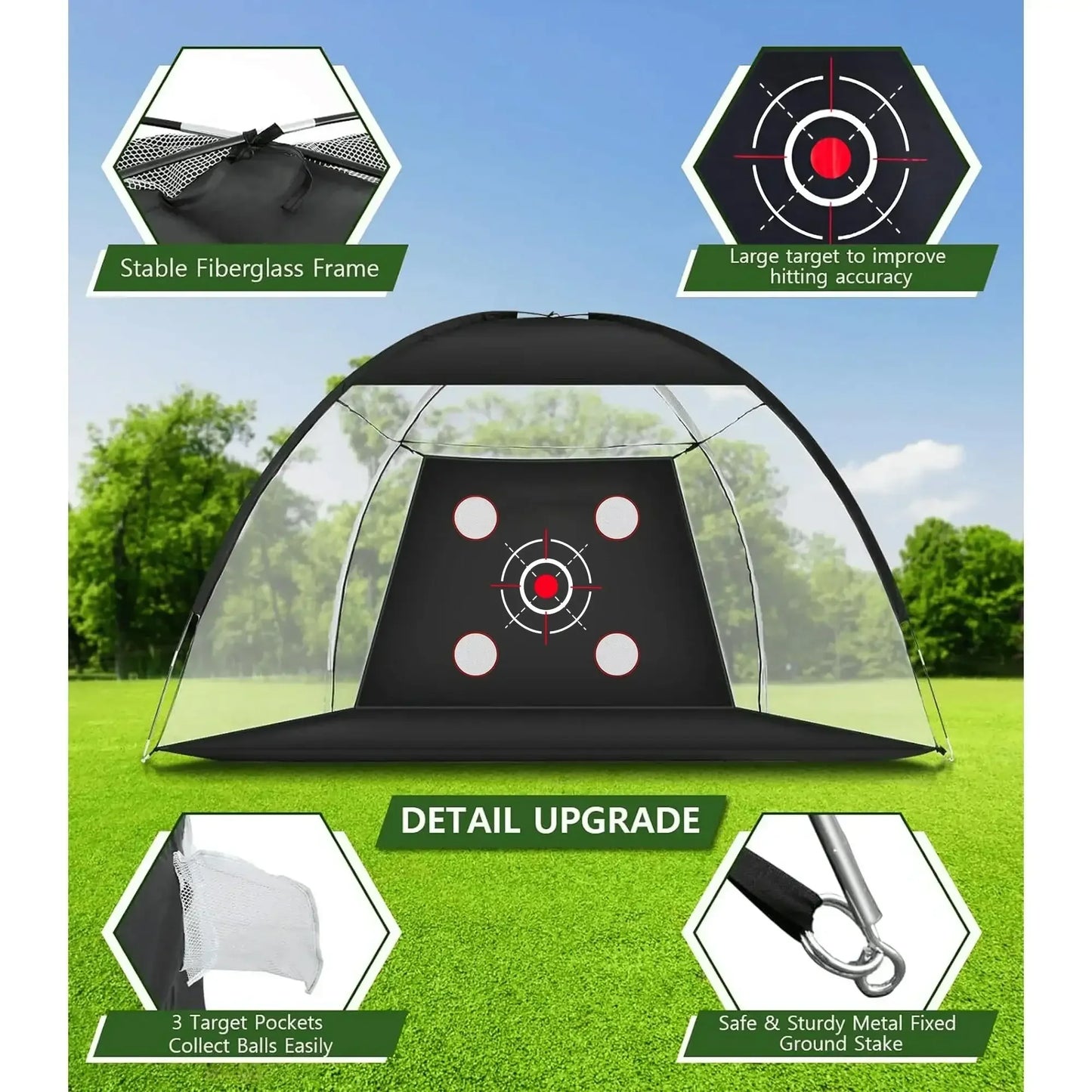 10x7FT Golf Practice Net with Mat & Target – Backyard Driving & Chipping Aid - ANKSO