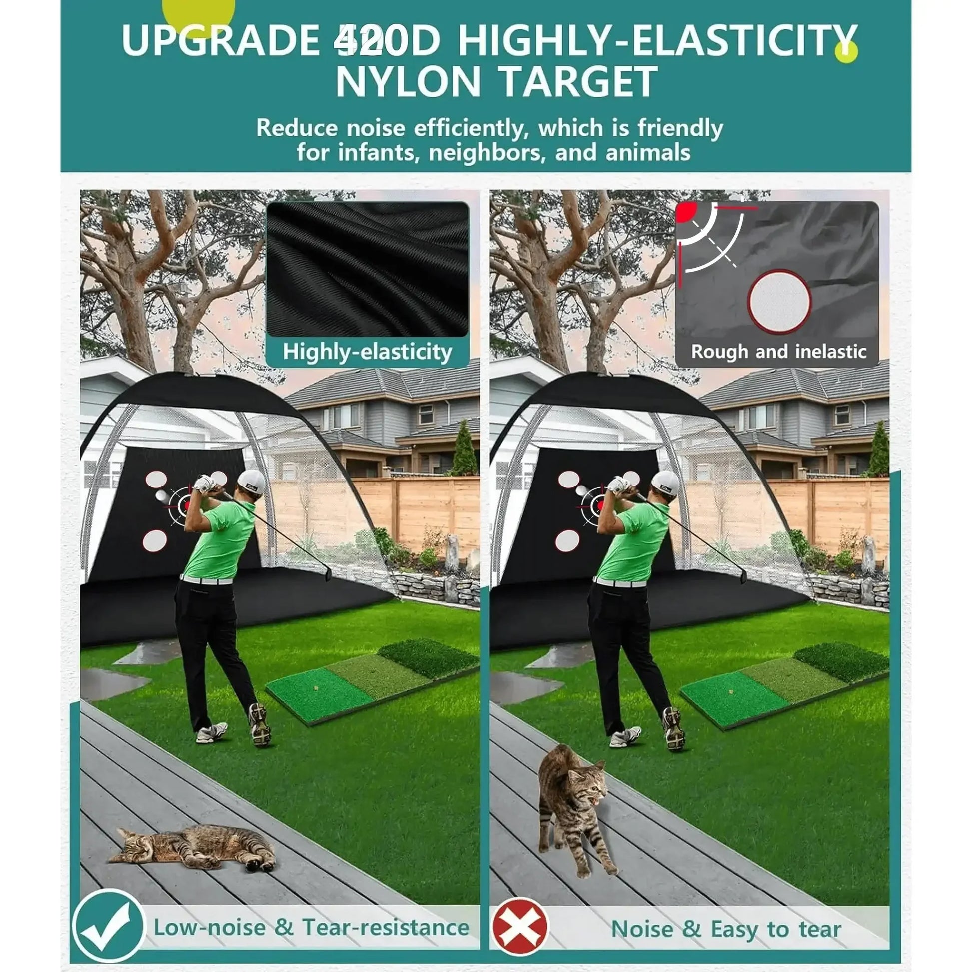 10x7FT Golf Practice Net with Mat & Target – Backyard Driving & Chipping Aid - ANKSO