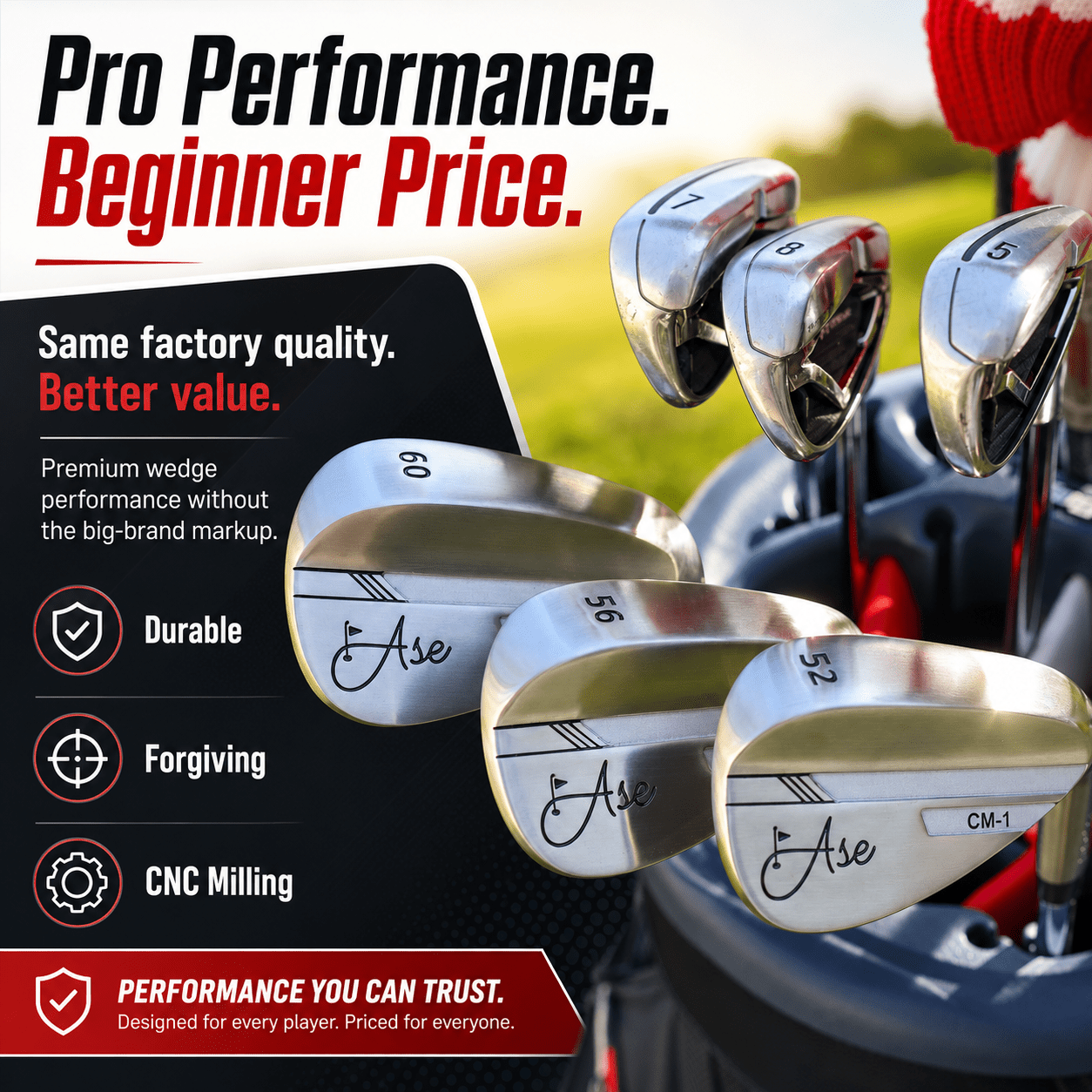 Ase Golf CM-1 Single Wedge (50,52,54,56,58,60) - ANKSO®