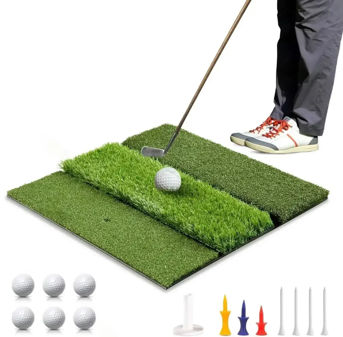 DCUTIE Premium 3 - in - 1 Golf Mat 24"x24" – Tri - Turf Practice Mat – Foldable Non - Slip Base - ANKSO