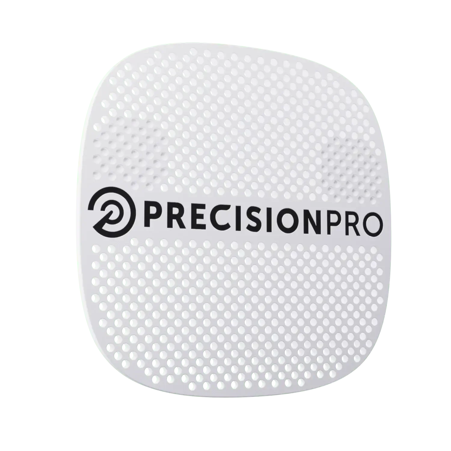 White perforated plastic disc with PrecisionPro logo, designed for grilling or cooking use