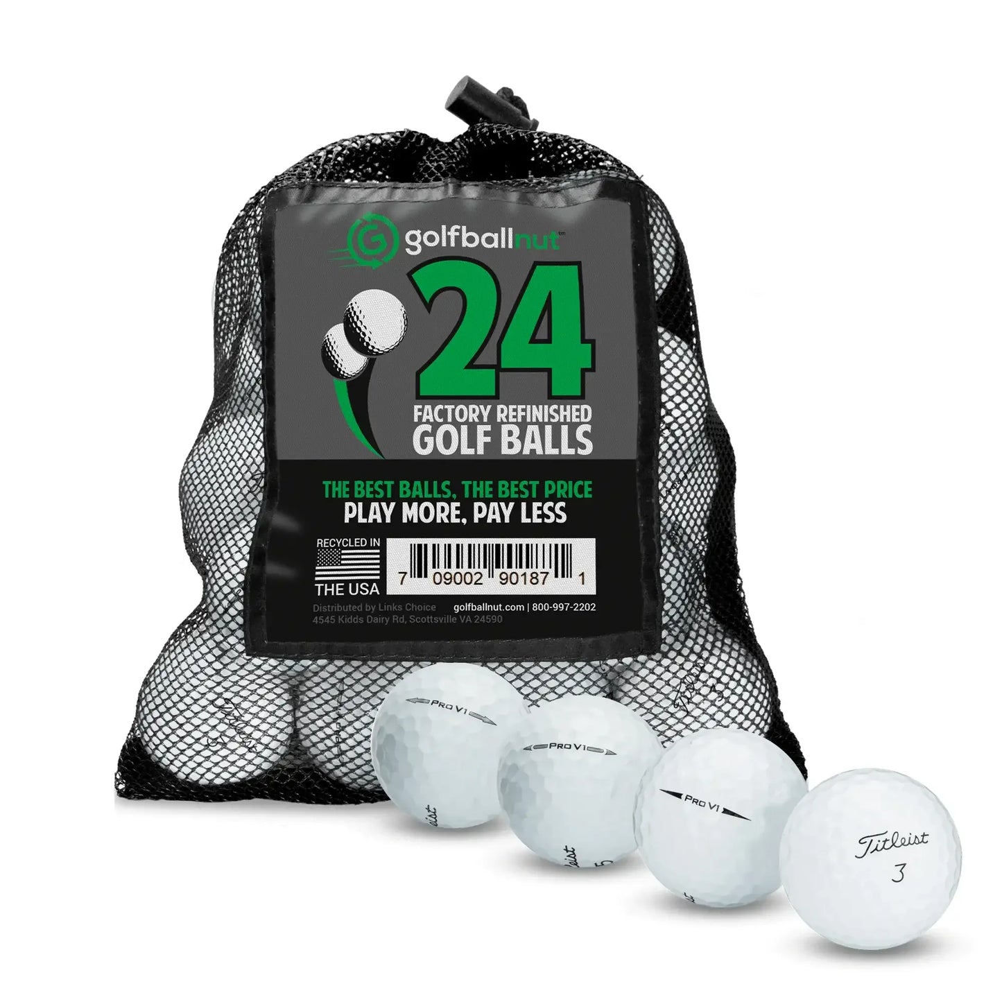 Factory Refinished Titleist Pro V1 Golf Balls - Bulk Mesh Bags - ANKSO