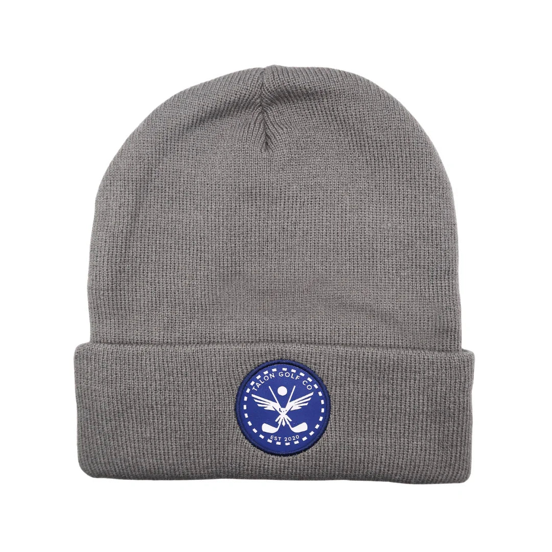 Gray Knit Beanie w/ Navy Eagle Circle Logo - ANKSO