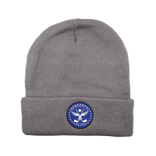 Gray Knit Beanie w/ Navy Eagle Circle Logo - ANKSO