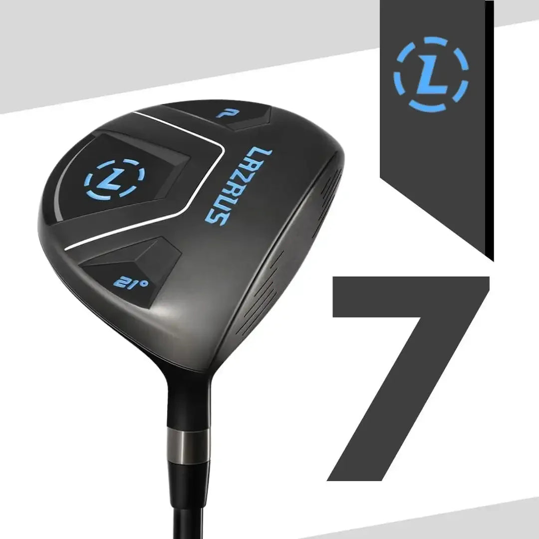 Lazrus 21-degree fairway wood golf club with black and blue design and branding