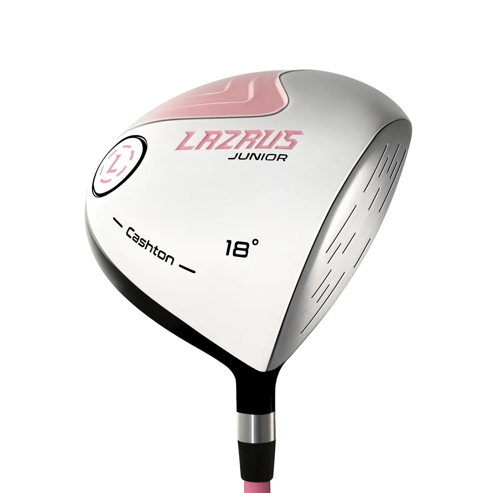 Lazrus Junior 18° golf club driver with pink and white design for kids