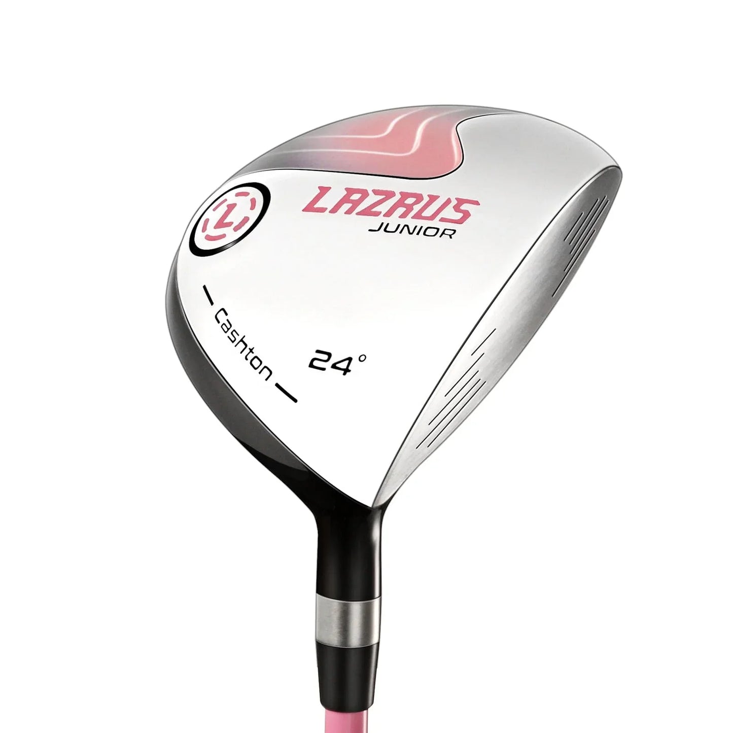 Lazarus Junior 24° golf club head with pink and silver design for kids