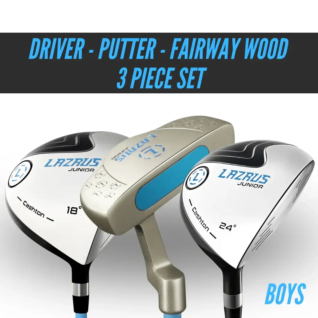 Lazrus Junior 3-piece boys golf club set including driver 18°, putter, and 24° fairway wood