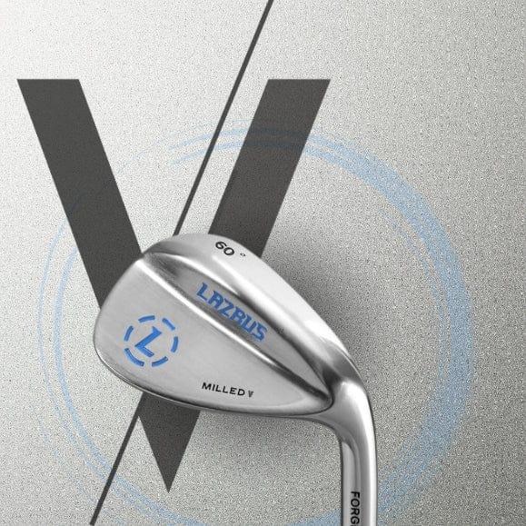 Lazrus milled V golf wedge club with 60° loft and forged steel finish