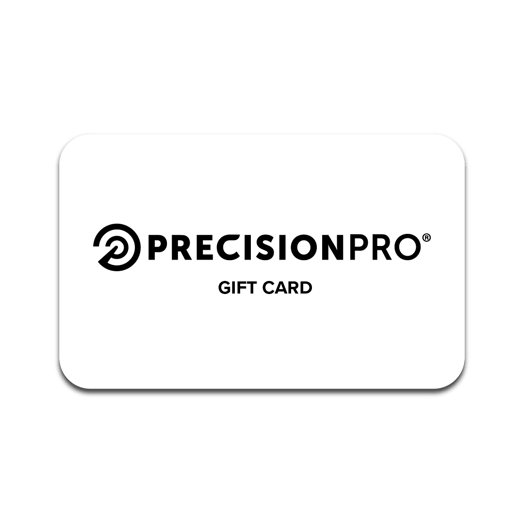 Precision Pro golf gift card with black text and logo on a white background
