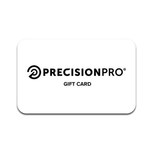 Precision Pro golf gift card with black text and logo on a white background