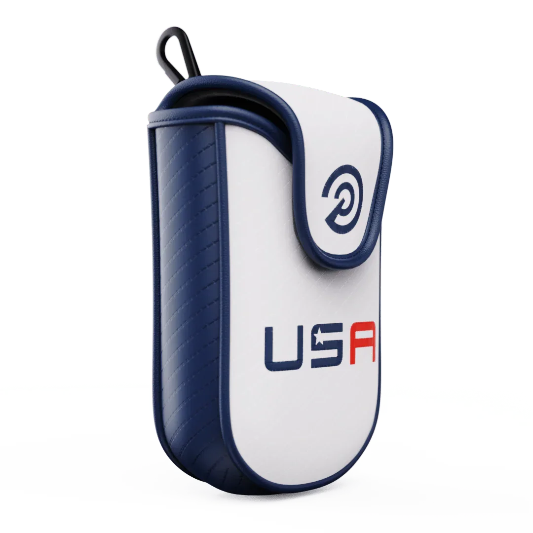 USA branded premium soft shell rangefinder case in white and navy blue with logo