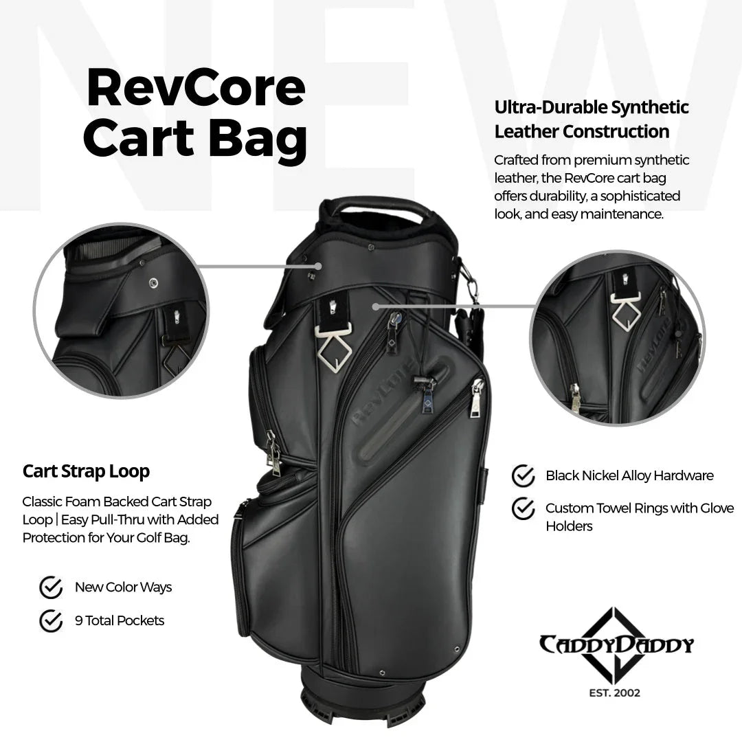 RevCore Lux Golf Cart Bag | 14 Way Velvet Lined Dividers - ANKSO