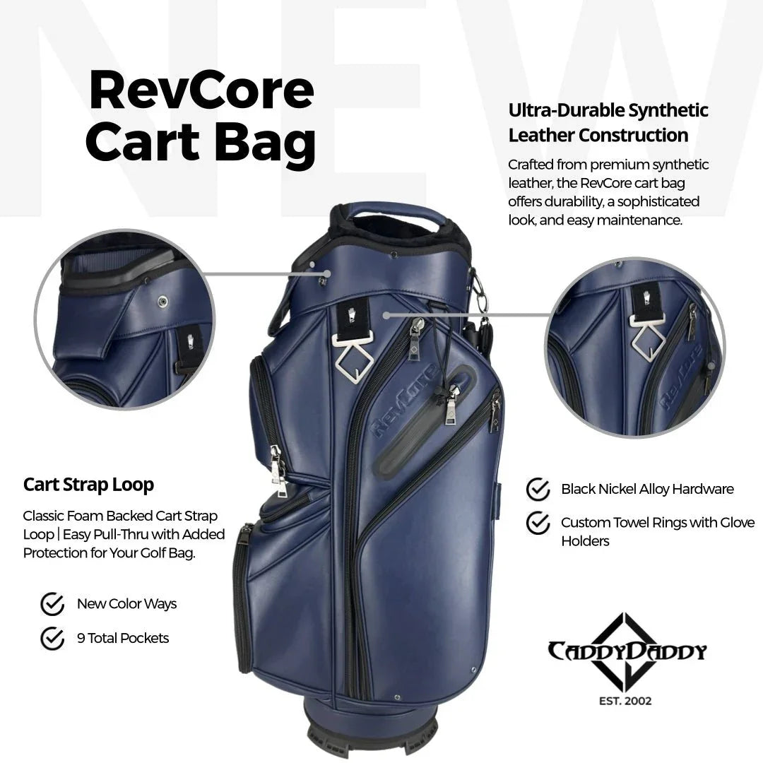 RevCore Lux Golf Cart Bag | 14 Way Velvet Lined Dividers - ANKSO