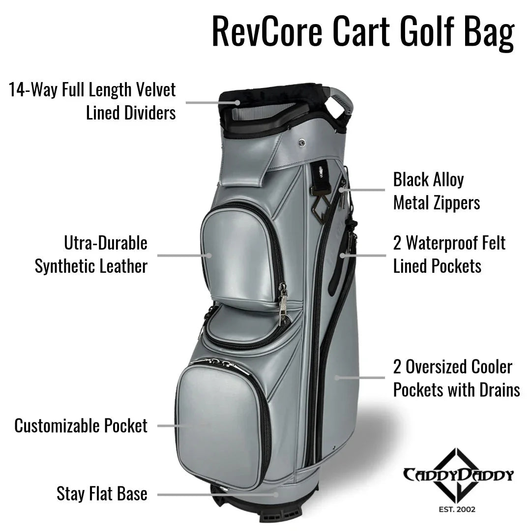 RevCore Lux Golf Cart Bag | 14 Way Velvet Lined Dividers - ANKSO
