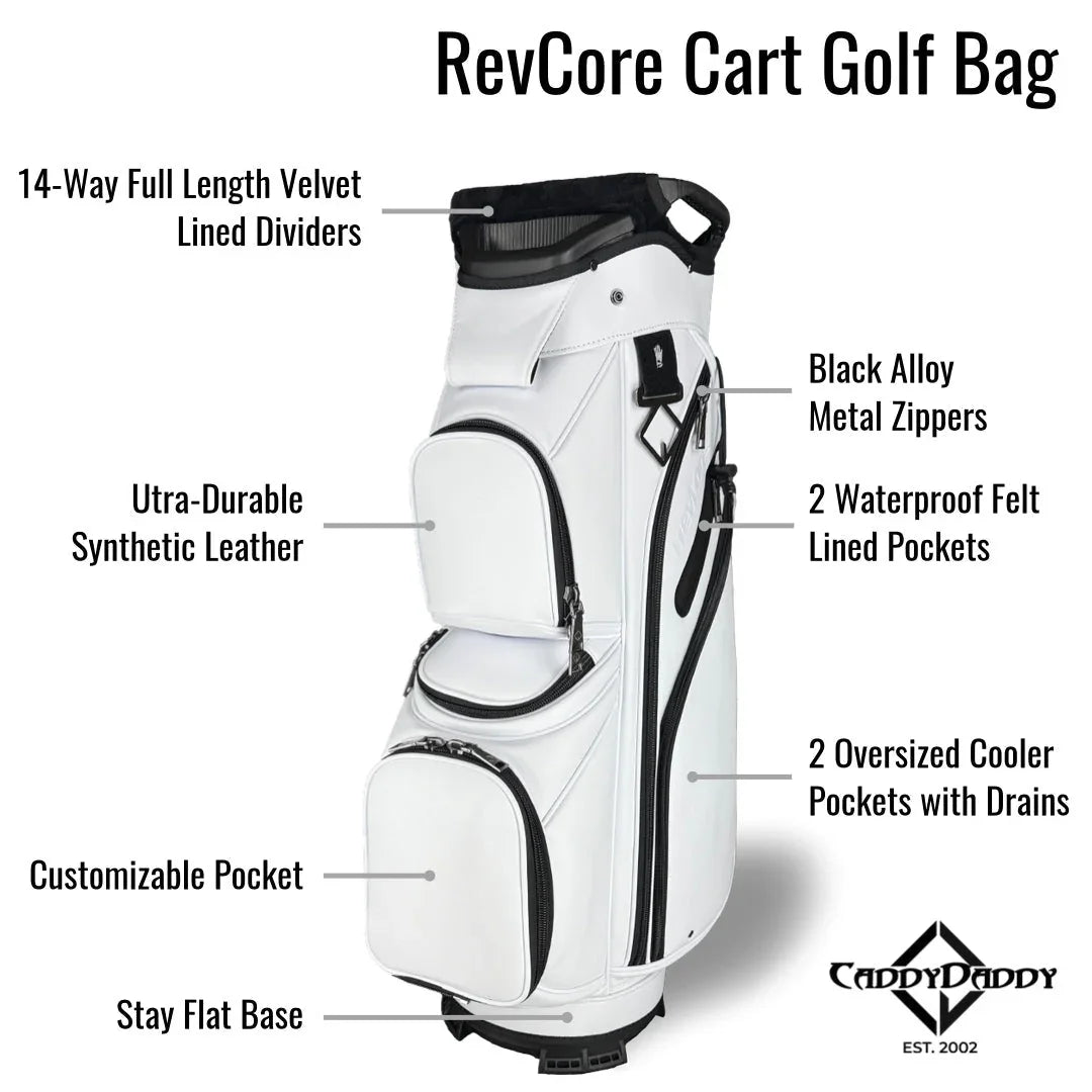 RevCore Lux Golf Cart Bag | 14 Way Velvet Lined Dividers - ANKSO