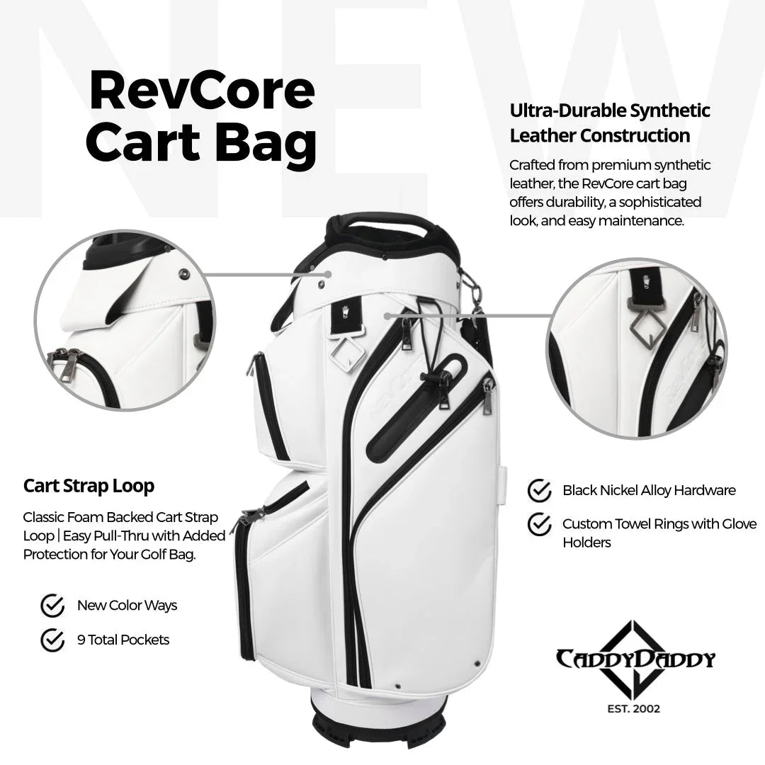 RevCore Lux Golf Cart Bag | 14 Way Velvet Lined Dividers - ANKSO