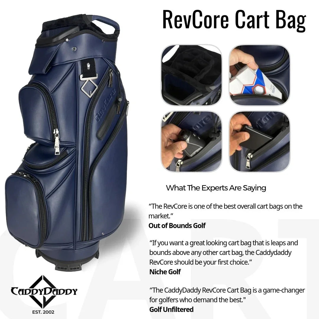 RevCore Lux Golf Cart Bag | 14 Way Velvet Lined Dividers - ANKSO