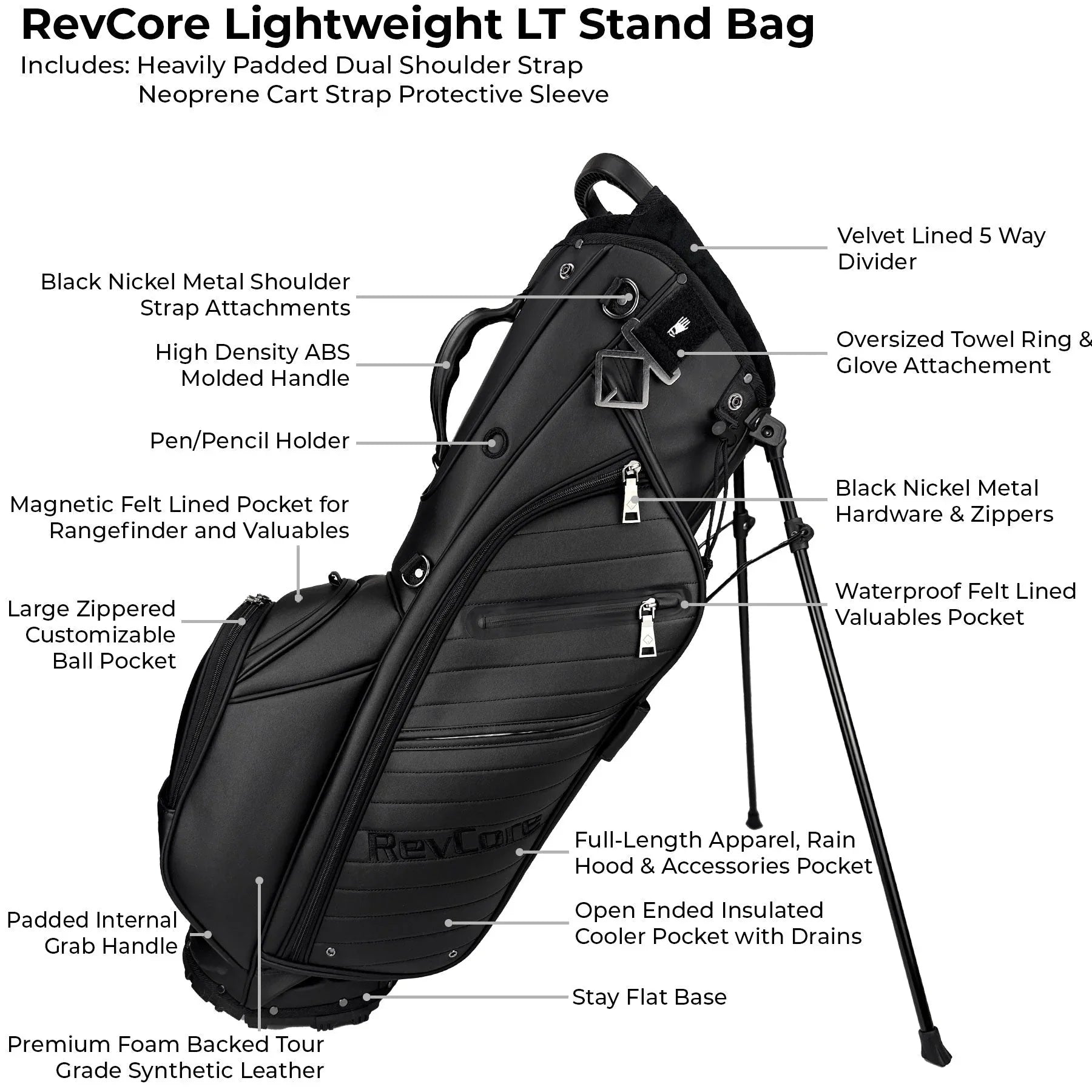 RevCore Lux LT Lightweight Stand Bag | 5 Way Velvet Lined Dividers - ANKSO