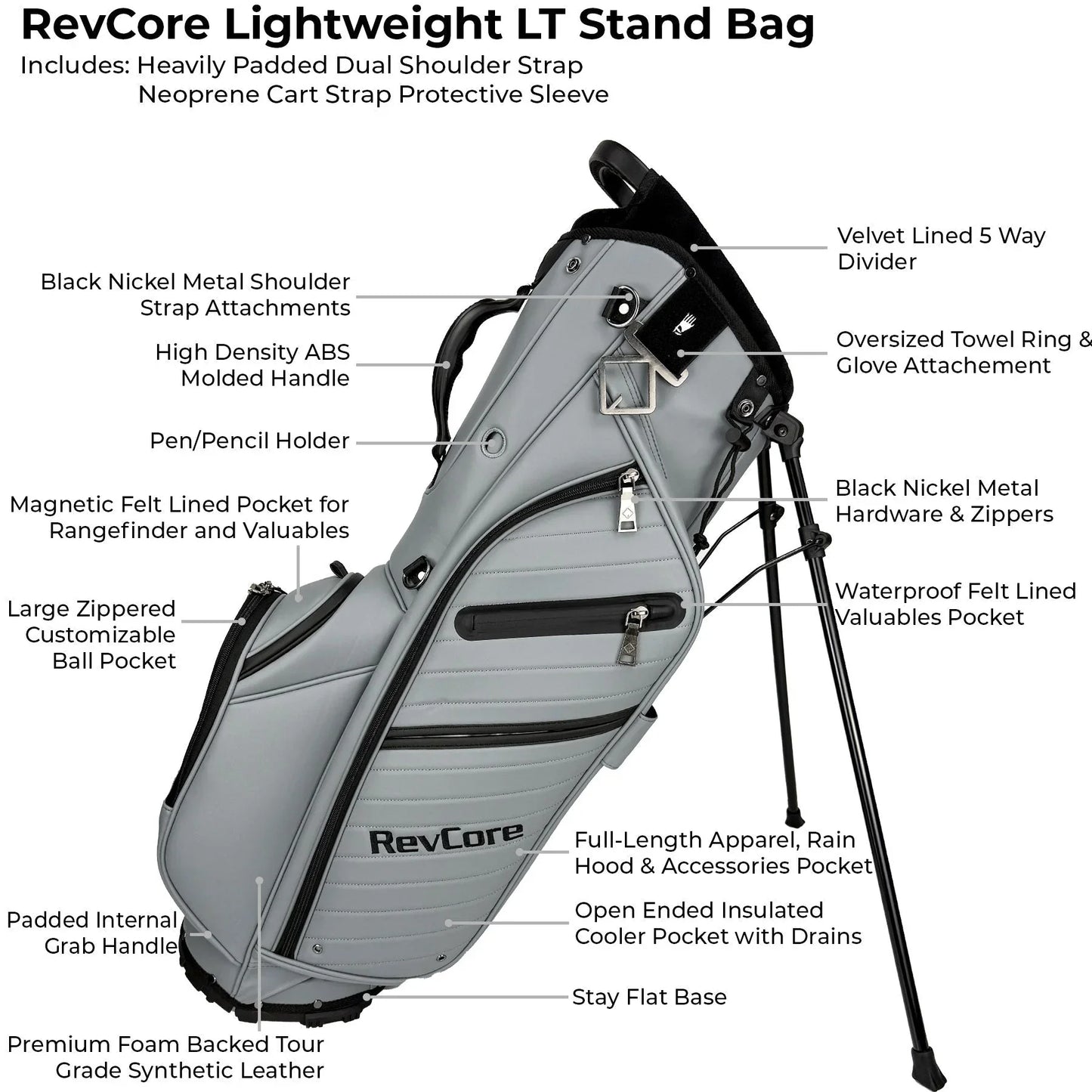 RevCore Lux LT Lightweight Stand Bag | 5 Way Velvet Lined Dividers - ANKSO