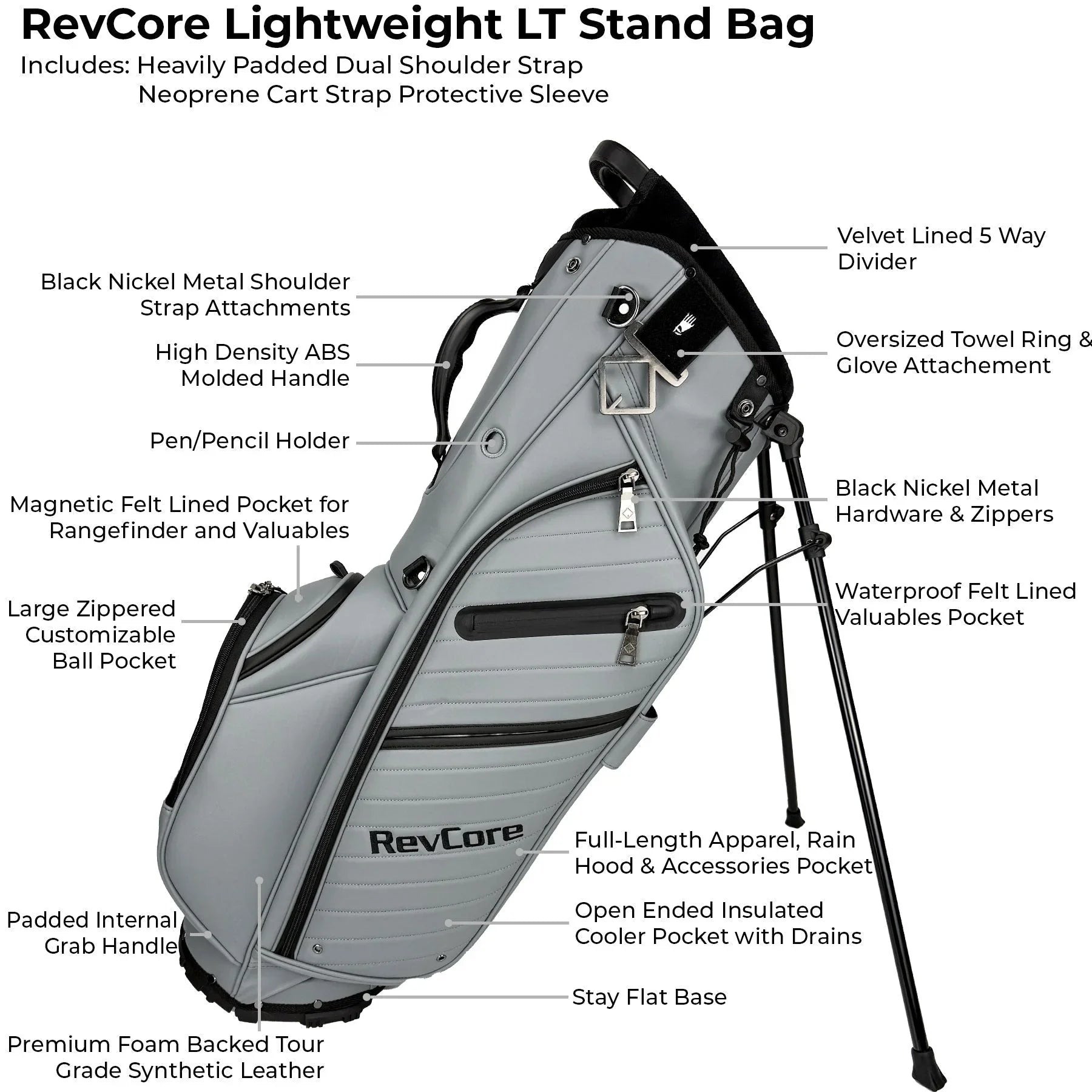 RevCore Lux LT Lightweight Stand Bag | 5 Way Velvet Lined Dividers - ANKSO