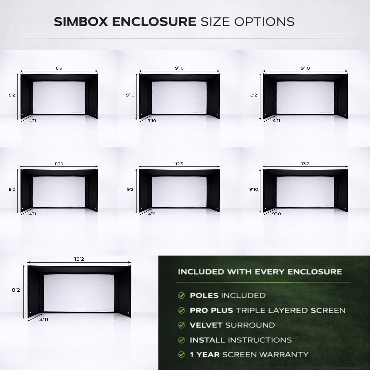 SimBox Golf Simulator Enclosure - 7 sizes, Pro + Impact Screen and Frame INCLUDES FREE SIDE BARRIERS - ANKSO®