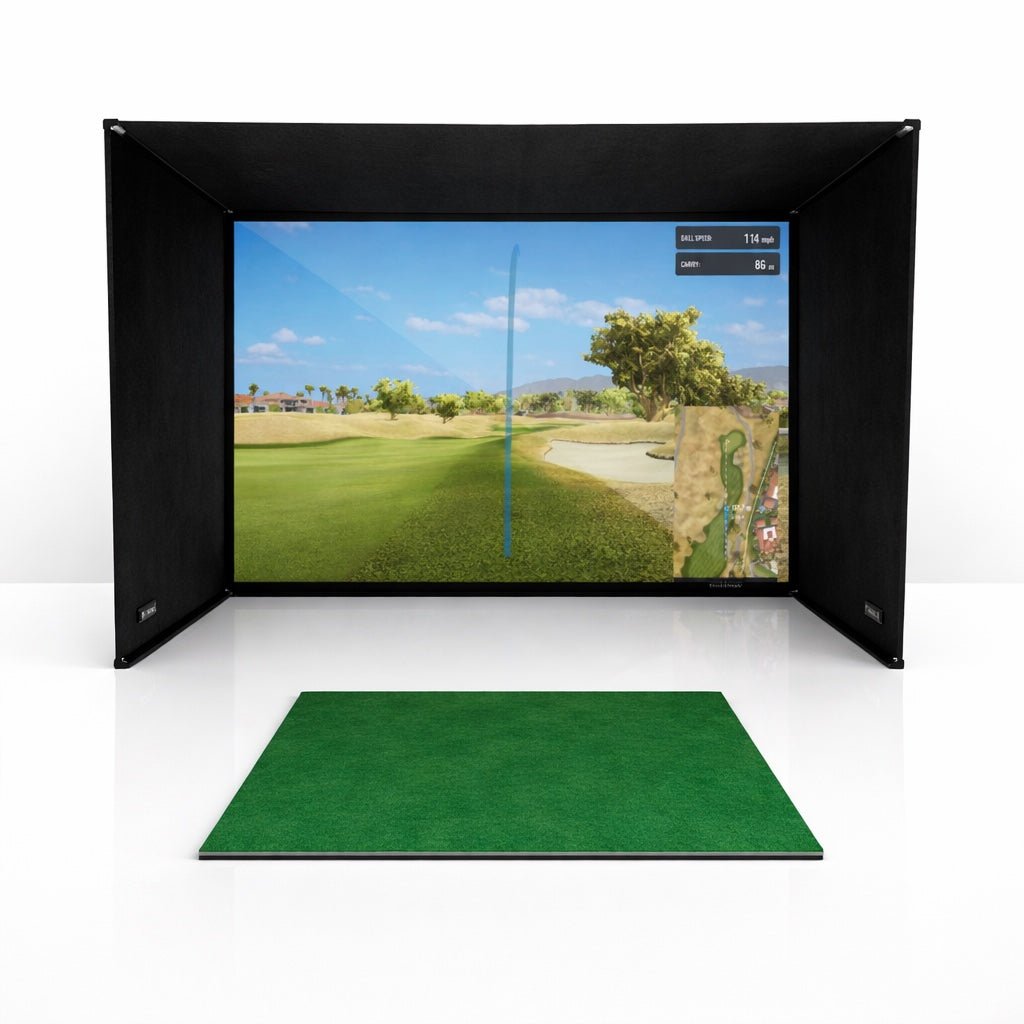 SimBox Golf Simulator Enclosure - 7 sizes, Pro + Impact Screen and Frame INCLUDES FREE SIDE BARRIERS - ANKSO®