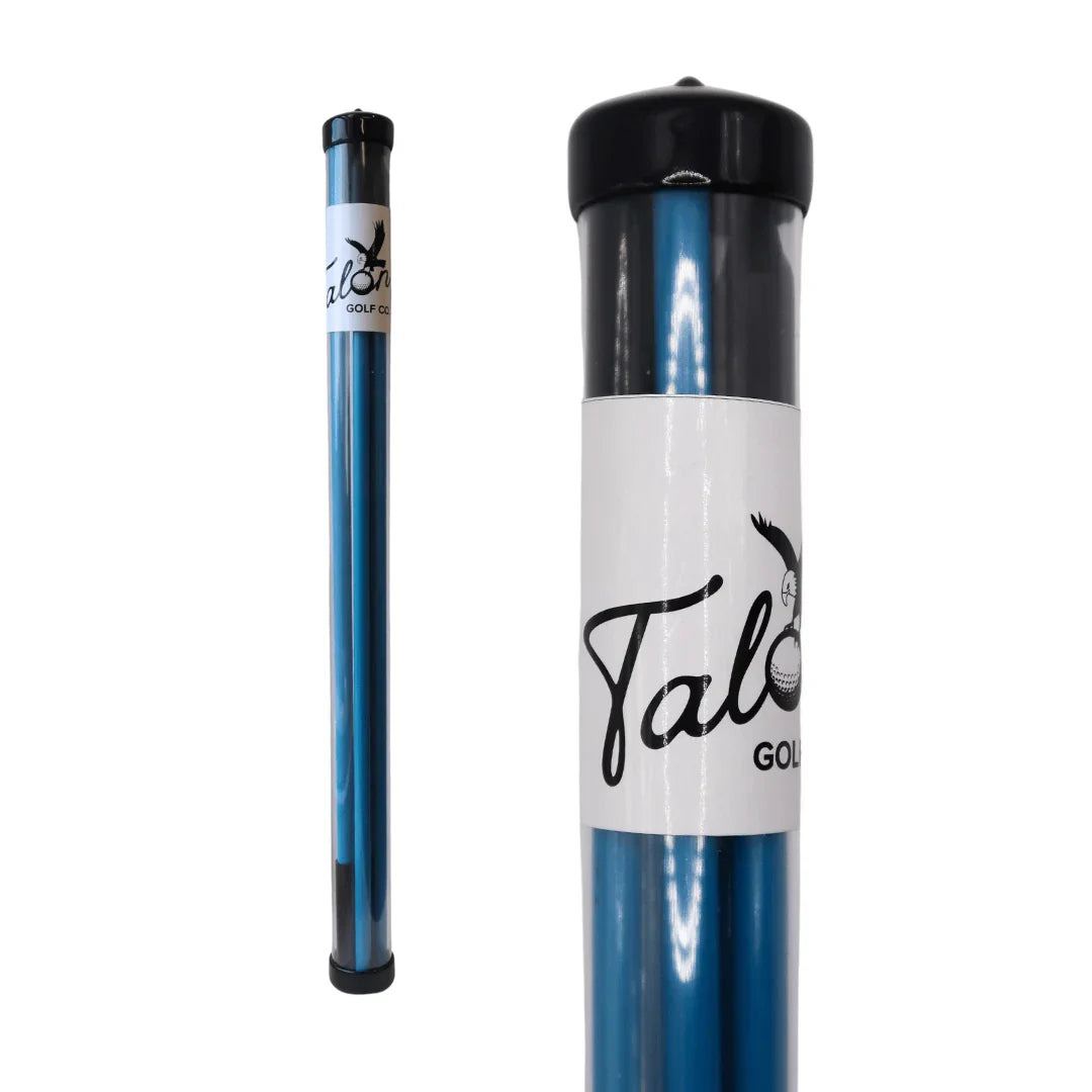 Talon ProTraining golf alignment stick in blue with black caps and white logo label
