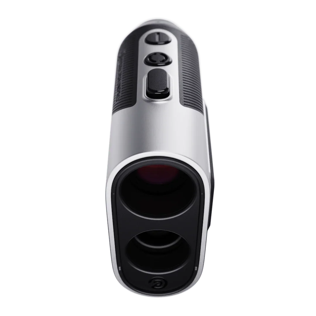 Front view of Titan Elite silver and black golf rangefinder with control buttons