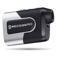 PrecisionPro Titan Elite golf rangefinder with black and silver textured grip, angled view