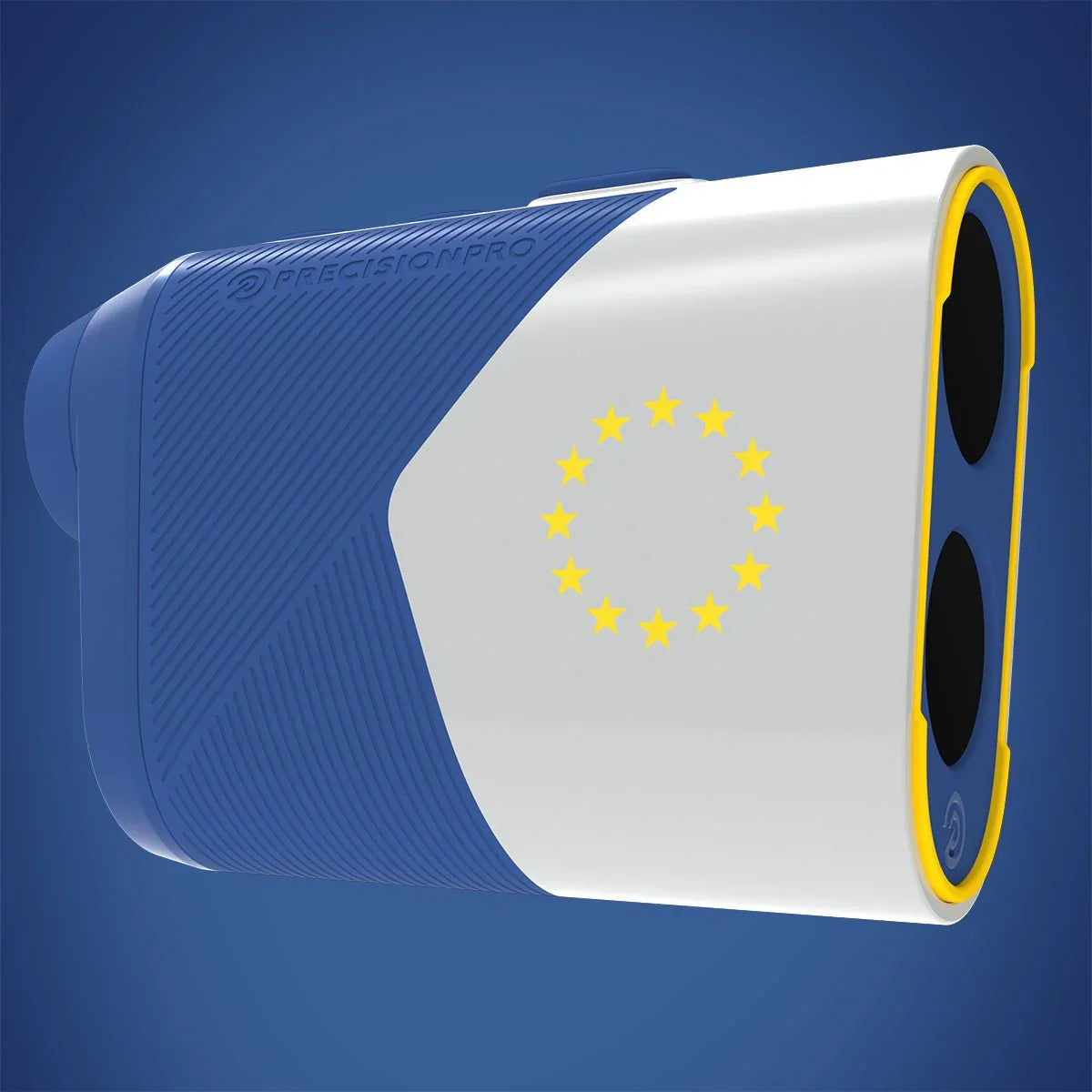 PrecisionPro Titan Slope rangefinder with blue and white design and EU stars circle on side
