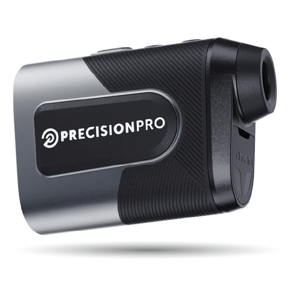 PrecisionPro Titan slope golf rangefinder with black and gray ergonomic design
