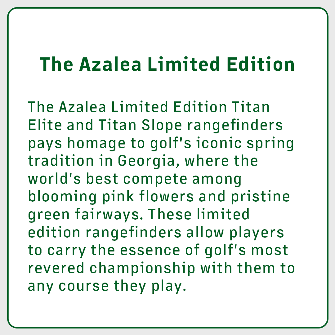 Azalea Limited Edition Titan Slope golf rangefinder in dark green and black, compact design